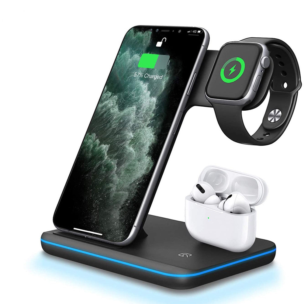 Streamline Your Tech with the 3-in-1 Wireless Charger Stand: Watch, Earphone, and Mobile Phone Compatible!