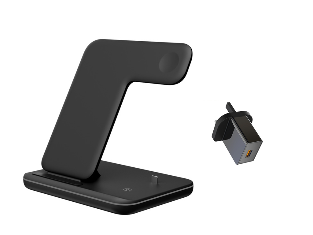 Streamline Your Tech with the 3-in-1 Wireless Charger Stand: Watch, Earphone, and Mobile Phone Compatible!